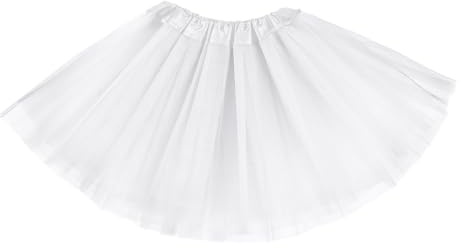 Tutú blanco, falda de tul de 3 capas para baile de bailarina, tutú de cintura elástica para niñas y mujeres, falda rave para Halloween, Navidad, disfraz de fiesta de baile