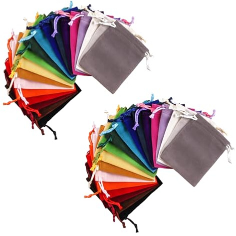 Noaxylic 38 Pezzi Sacchetti Velluto, Sacchetti per Gioielli, 7 x 9 cm Borsa Regalo in Velluto, Borsa Regalo per Gioielli con Cordoncino Riutilizzabile, 19 Colori, per Anelli, Collane, Orecchini