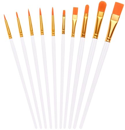 Artists Paint Brushes, 10 PCS Nylon Hair Acrylic Paint Brushes Set for Acrylic Oil Watercolor Gouache Painting Face Model (White)