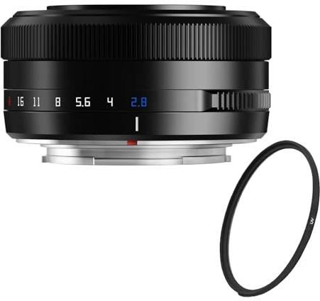 TTArtisan AF 27mm f/2.8 Objetivo Pancake APS-C (Equivalente 40.5mm) – Kit con Filtro UV de Protección 39mm – Autofoco STM, Compacto y Ligero, Ideal para Street y Viaje, para Fujifilm X (Negro)