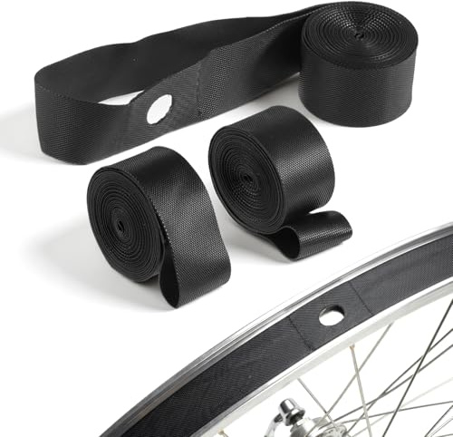 FdcZeyxior 3 Pack Bike Rim Tape, Bike Tire Liner Wheel Liners Elastic PVC Bicycle Rim Strip for Road Bicycle MTB Mountain Bikes tube Protector Liner (Black, 26in)