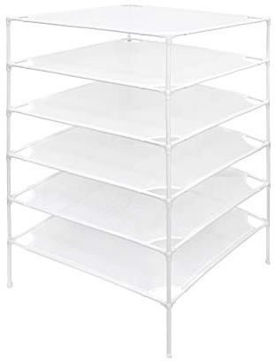 CASOLLY 6 Layer Sweater Drying Rack Mesh Foldable,Stackable,White