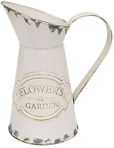 Soyizom Galvanized Metal Pitcher Farmhouse Decor Jugs White Pitcher Vases Flower Jugs Vase Shabby Chic Decor Water Can Milk Jug Rustic Decorations for Home Christmas Wedding,White-Jug/8.9”H-Small