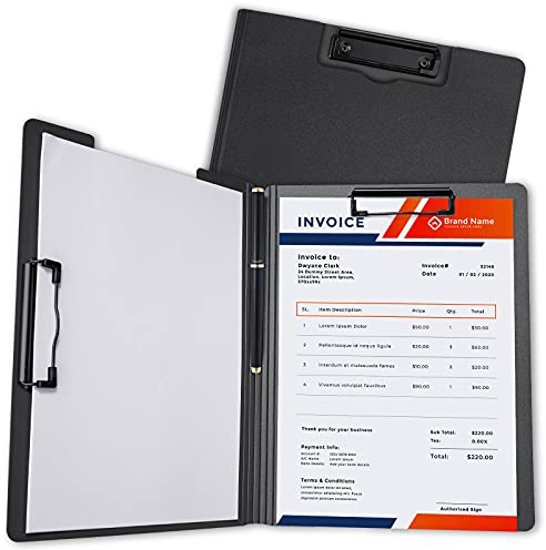 Tomorotec A4 Size Nursing Foldable Cover Clipboard with Pen Holder PP Foam Stationery Document Holder File Organizer Folder Writing Pad for Hospital Office School Business Classroom Supplies (Black)