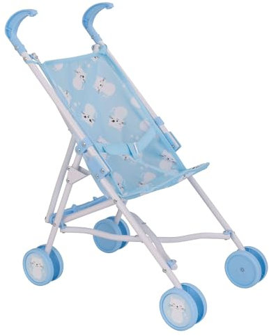 BabyBoo Puppenwagen Blau Kätzchen | Leichter Puppen-Buggy mit Schirmfaltfunktion | Puppen-Kinderwagen Spielzeug für Jungen & Mädchen (Babyboo Blauer Kityt)