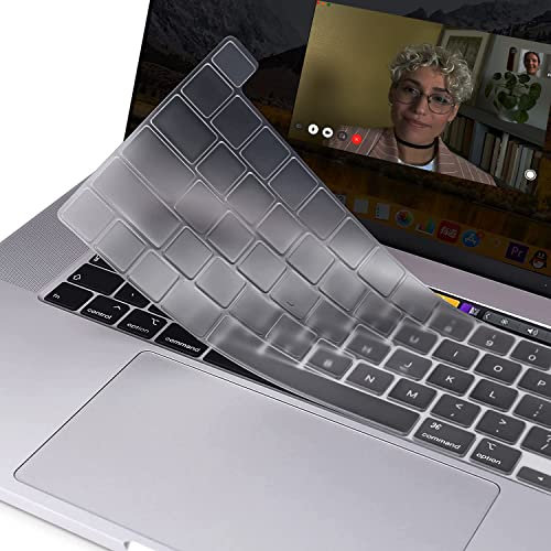 Tastaturschutz für MacBook Pro 13 Zoll M2 M1, MacBook Pro 13 Zoll 2023 2022 2021 2020 A2338 A2289 A2251,Schützende Silikonhaut Kompatibel mit MacBook Pro 16 Zoll 2020 A2141 Touch ID, Transparent