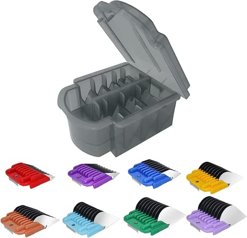 Accessorio per cani in acciaio inossidabile Pettine guida a 8 colori,compatibile con heiniger/MOSER Max45,50/Andis/Oster A5/Wahl KM10 Lama staccabile (adatta per 10/15/30 lame)