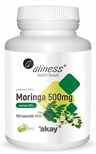 Aliness Moringa 500mg Extrakt 20%, Nahrungsergänzungsmittel mit Pflanzenextrakten, 100 kapseln