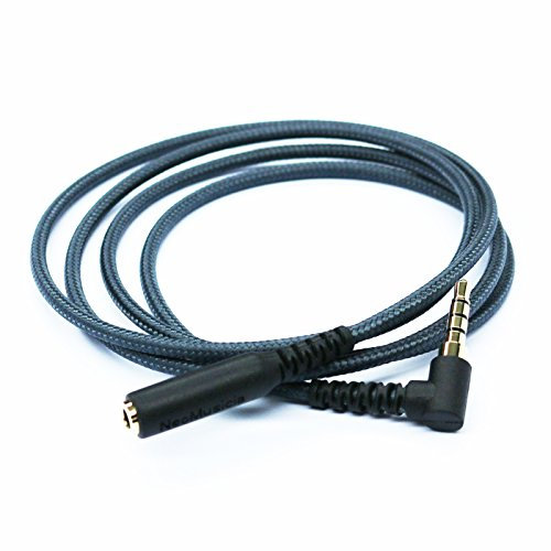 HansnBy hörlurar-förlängningskabel rätvinklig TRRS 4-polig 1/8 tum 3,5 mm kontakt till uttag stereo-ljudförlängningskabel (mikrofonkompatibel) kabelfri flätad kabel 1 m/3,3 fot