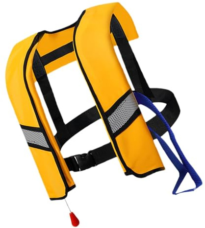 Gilet gonfiabile da snorkeling per adulti, giubbotto salvagente per nuoto, giubbotto galleggiante con cinghia di sicurezza regolabile, unisex, per adulti, in nylon, gonfiaggio automatico per nuoto