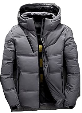 NGYYIO Pufferjacka Herr Men Down Jacket Hoody Winter Warm Coat White Duck Thick Puffer Windbreaker Parka Jackets Overcoat Man(Grijs,XXXL)