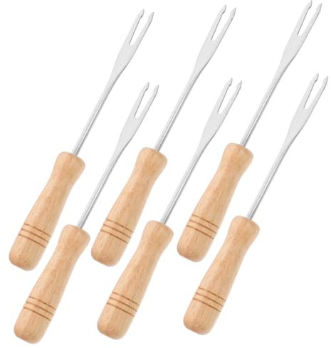 IMIKEYA 6 tenedores para fondue, tenedores para fondue, tenedores de chocolate, tenedores para aperitivos, tenedores de inmersión, cucharas de helado, palillos de fondue, cucharas de degustación