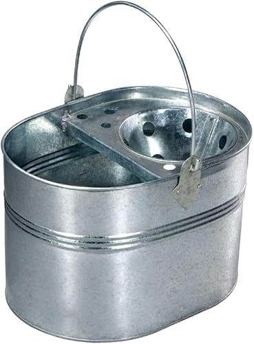 Best House Galvanized Metal Mop Bucket - 15 Litre, Strong & Durable, Silver (Pack of 1) For Office, Kitchen, Bathroom, Home Floor Cleaning