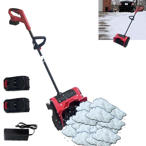 Hooha Elektrische Schneefräse Akku Leistungsstarke Schneeräumung 6m Wurfweite | Arbeitsbreite 32 cm | Schneehöhe 15cm | Leichtes Schneeräummaschine Inkl. 21V (2 * 2.0Ah) Akku & Ladegerät Rot