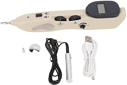 Lápiz de acupuntura recargable Masajeador de meridiano portátil con adhesivo de electrodo, dispositivo de acupresión de mano