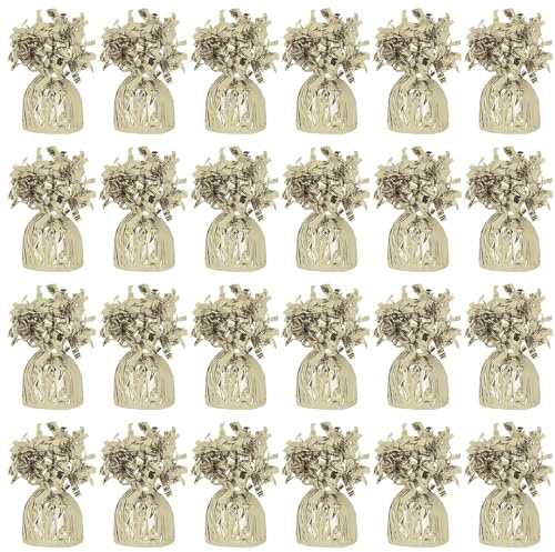 PARTYRAMA.CO.UK Soft Gold Foil Helium Balloon Weights 195gr - Pack of 24 - Durable & Colourful Weights for Birthdays Parties, Events & Celebrations - Perfect Balloon Weight Holders