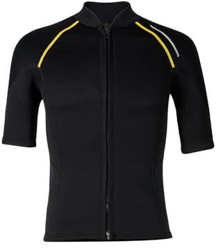 Mufeng Veste de Plongée Homme Manches Courtes Zip Avant Wetsuit 1.5mm Neoprène pour Natation Plongée Surf Snorkeling Noir XL