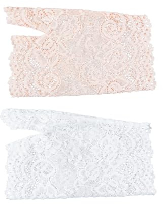 Namvo Dam 2 Par Spets Halvfingerhandskar Vit Aprikos Nylon 15cm L?ngd 8.5cm Bredd 12g Vikt Elegant Accessoar