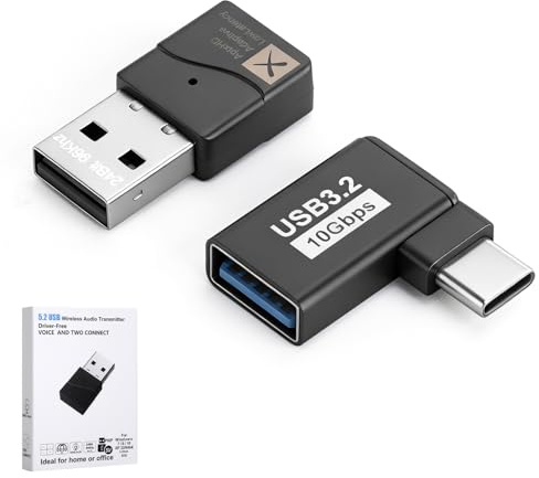 HENGBIRD USB Bluetooth Adapter 5.2 für PS5 – aptX Low Latency Gaming Dongle mit QCC3040 Chip, Dual USB C Bluetooth Adapter, Plug & Play Audio Transmitter für PC& TV