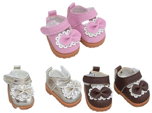 Elnwnnkc 3 Pares De Zapatos para Muñecas 15-17cm 5CM Zapatos PU Muñecas Colores Calzado Calzado para Niños Accesorios Regalo Cumpleaños Y Navidad