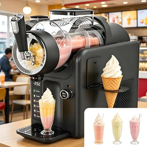 Mjukglassmaskin Med Slushglass - 2l Mjukglassmaskin För Kommersiellt Och Hemmet, 5-I-1 Mjukglassmaskin, Ingen Nödvändighet, Kallglassmaskin För Margarita, Milkshake, Frappés Black