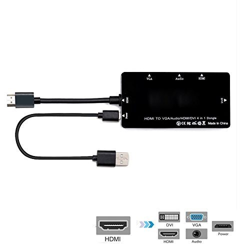 JSER Xiwai HDMI zu VGA/Audio/HDMI/DVI 4in1 Dongle Adapter Multiport Splitter Konverter