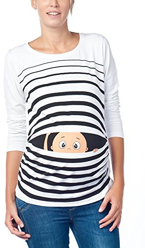 M.M.C. Kärlek – roligt roligt sött mammamode, mammaskjorta, graviditetströja, sweatshirt med motiv för graviditet, långärmad, Vit, L