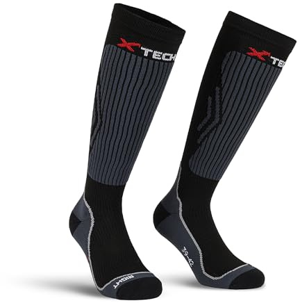X Tech Sport Design, Calza Compression 03 Tg 39/42, Calza Tecnica 4 Stagioni, Compressione Graduata, Cuscinetti Protettivi, Calze Sci, Escursionismo e Sport Outdoor, Grigio, 1 Paio