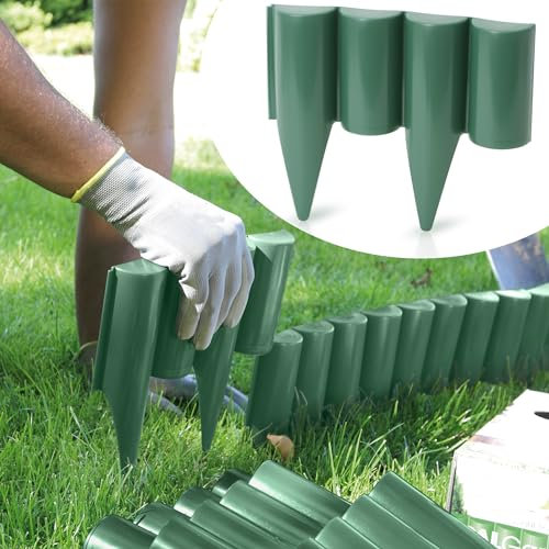 GardenPlast® PalGarden - Bordatura da Giardino per prato Bordura per Aiuole in Plastica Palizzata effetto legno - 5 m - Verde