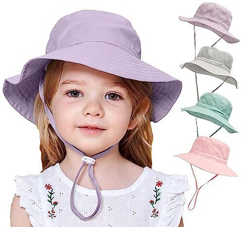 YANWANG Bebé Niños Ajustable Bucket Sun Hat, UPF 50+ Protección Solar Gorra de Playa para Niños Pequeños Niñas(Purple,2-6years)