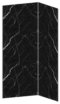 Vente-unique - Lot de 2 panneaux muraux de douche effet marbre en aluminium avec profilés - L90 x L120 x H210 cm - ENEKO