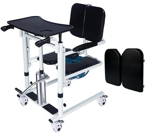 QJWM Tragbarer Medizinischer Transferstuhl Badezimmer-Rollstuhl Hydraulischer Patientenlifter Für Den Heimgebrauch Höhenverstellung/180° Geteilter Sitz/Universalrad B