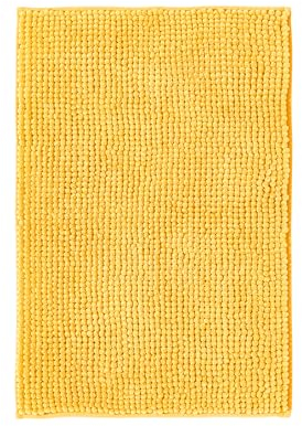 Decomira Badematte rutschfest | Als Badteppich Set kombinierbar | Badezimmer-Teppich Bad-Vorleger waschbar aus Chenille | Duschvorleger für Dusche, Badewannen, WC Deko | Gelb - 50x80 cm