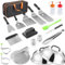 Kit di accessori per piastra, 20 pezzi, accessori per griglia con parte superiore piatta, per Blackstone e Camp Chef, set di spatole in metallo con pressa per hamburger, coperchio per imbastitura,