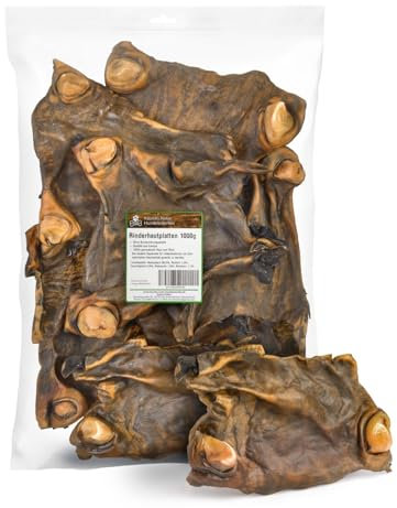 Kaureks Natur Hundeleckerlies, Rinderhautplatten 1000g, wie Rinderkopfhautplatten, Rinderkopfhaut für Hunde, wie Schweineohren