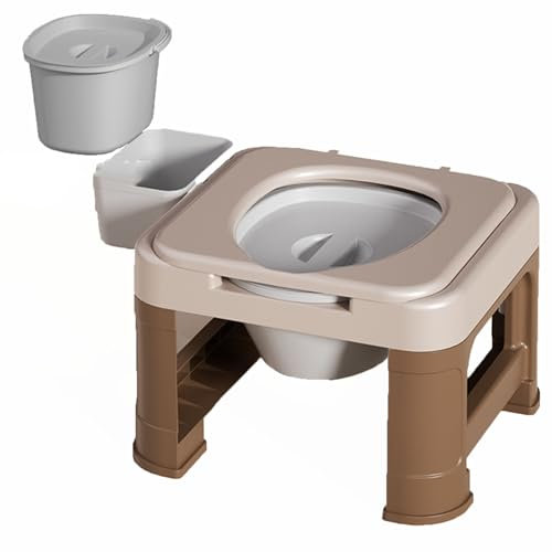 ZVALIEVYE Chaise Percée À Accoudoirs Tombants Pour Adultes Et Personnes Âgées, Siège Rembourré, Seau Amovible, Siège de Toilette Surélevé 4 En 1 Avec Poignées Et Dossier, Chaise Percée de Chevet Médic
