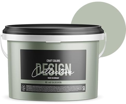 Craft Colors® Peinture murale de qualité supérieure mate - 5 l - Fabriquée en Allemagne - Design Collection n° 640 - Vert sauge
