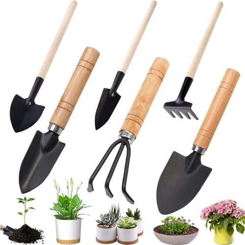 Mainiusi Attrezzi Giardinaggio per Bambini 6 Pezzi, Kit Giardinaggio Attrezzi da Giardino Mini Accessori Giardino Piccola Zappetta, Piccola Paletta, Rastrello para Piante Trapianto e Sciogliere