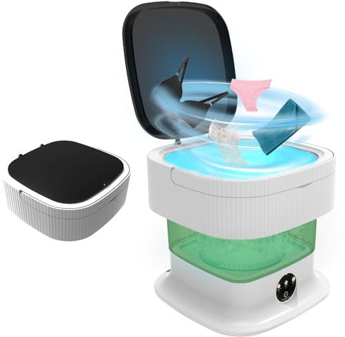 Camping Waschmaschine, 14L 2kg Mini Waschmaschine mit Schleuder Wasch-maschine Klein, Tiefenreinigung von Unterwäsche, Babykleidung für Wohnungen, Schlafsäle, Hotel, Grün