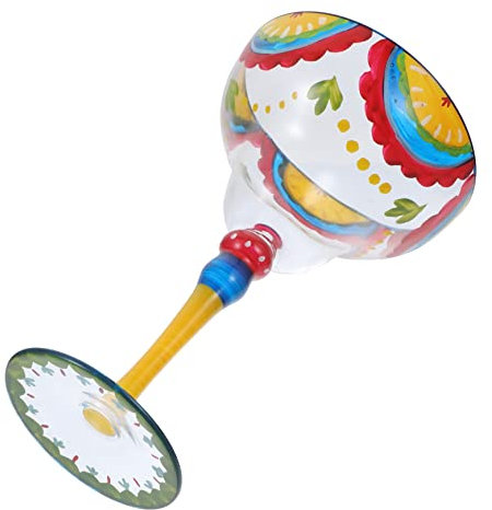 Luxshiny Copa de Margarita Pintada Cristal Decorativo Diseño Único para Fiestas 1 Pieza