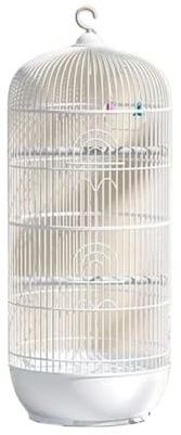 Voljär Fågelbur I Metall Rund Fågelhushållare Smidesjärn Bärbar Hållbara Fågelhållare För Inomhusbruk Dekorativ Fågelbur(White,34 * 99cm)