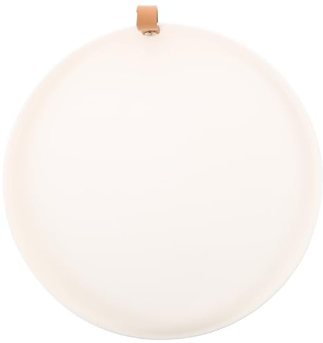 SOPOTUTU Vassoio Tondo per Trucco in PU Pelle Bianco Manico Vassoio Decorativo per Bagno e Cosmetici Organizer Compatto per Articoli da Toeletta e Gioielli Resistente e Facile da