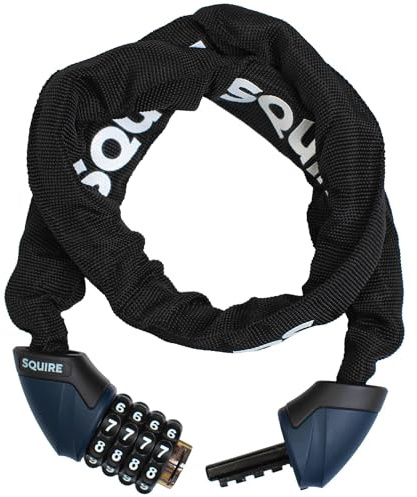 Squire Chainlok™ Combi 6 Combination Bike Lock - Hardened Steel Chain, 4-Wheel Recodable, Lightweight 600g, 900mm, Anti-Scratch Sleeve