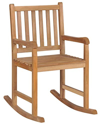 Drainlyn gungstol, massivt trä, teak brun, 58 x 92,5 x 106 cm, väderbeständig för trädgård, balkong, terrass med armstöd och högt ryggstöd, perfekt för avkoppling och avkoppling