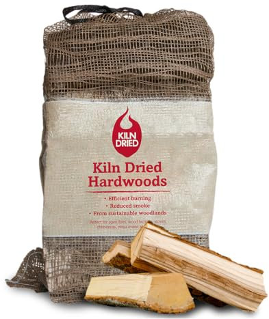 Green Olive Firewood - Kiln Dried Hardwood Logs - Kindling Wood with Eco packaging - Logs for Fire Pit - Pizza Oven Wood - Fire wood less than 20% moisture (1 Net | 20L)
