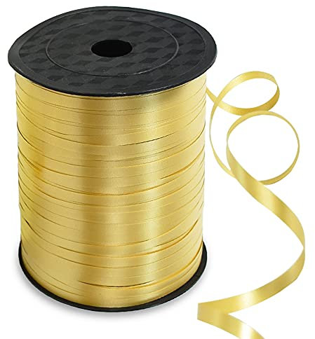 450 Meters Geschenkband Weiss - Gold 5mm Geschenkbänder luftballon schnur - luftballon band Luftballons Hochzeit Geschenkverpackung für Weihnachtsdeko, Ballonverschlüsse, Geschenkverpackung