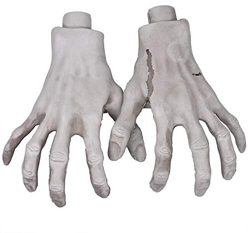 XONOR Mani di scheletro di Halloween, 1 paio di mani zombie realistiche in plastica per Halloween terrore spaventoso puntelli decorazione