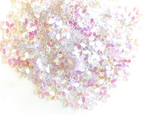 Angel Malone ® 10g/ +400pcs Quality Metallic Flower Disk Sequins, GR8 for All Your Craft Projects: Card Making, Scrapbooking, Sewing Trimmings, Table Confetti, Bridal Wedding Favours (Translucent AB)