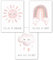 Lemmami Papeterie 3er Set Wandbilder Kinderzimmer Babyzimmer Poster Bilder DIN A4 Mädchen Jungen Boho Deko Dekoration Regenbogen Sonne Wolke (3er Bilder Set Rosa, Pastell, Wanddeko)