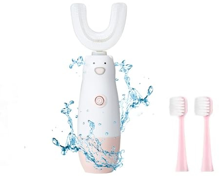 Meqtpomy Cepillo de dientes eléctrico para niños, 6 modelos de limpieza, cepillo de dientes para niños pequeños, impermeable, funciona con pilas, 360 grados, cepillos de dientes sónicos automáticos en